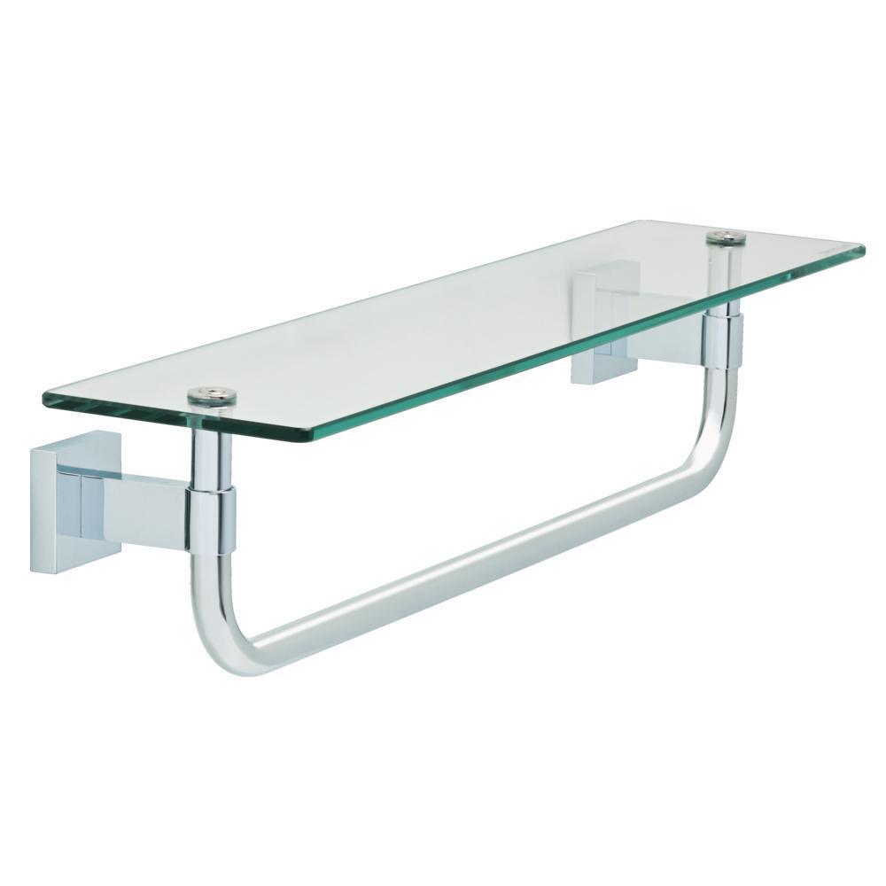 Maxted 18 in. W Glass Shelf with Towel Bar in Polished Chrome