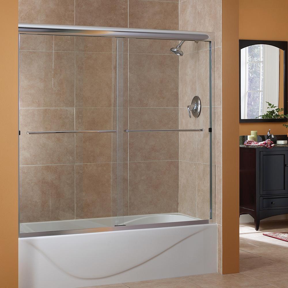 Cove 50 in. to 54 in. x 55 in. Semi-Framed Sliding Bypass Tub/Shower Door in Silver with 1/4 in. Clear Glass