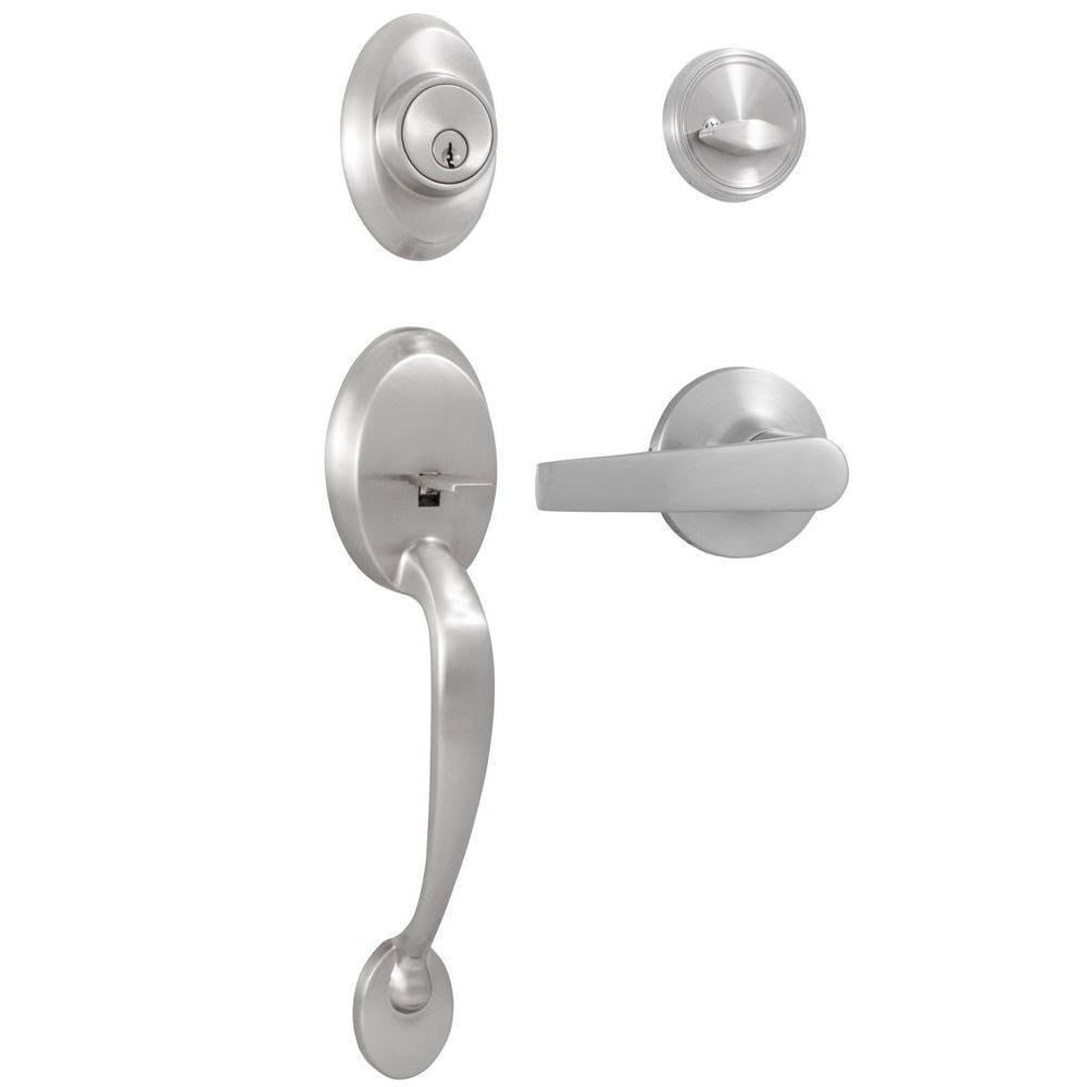 Premiere Essentials Hillcrest Single Cylinder Satin Nickel Door Handleset with Bristol Lever