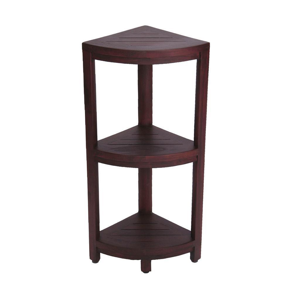 Oasis 12 in. 3-Tier Teak Corner Shower Shelf