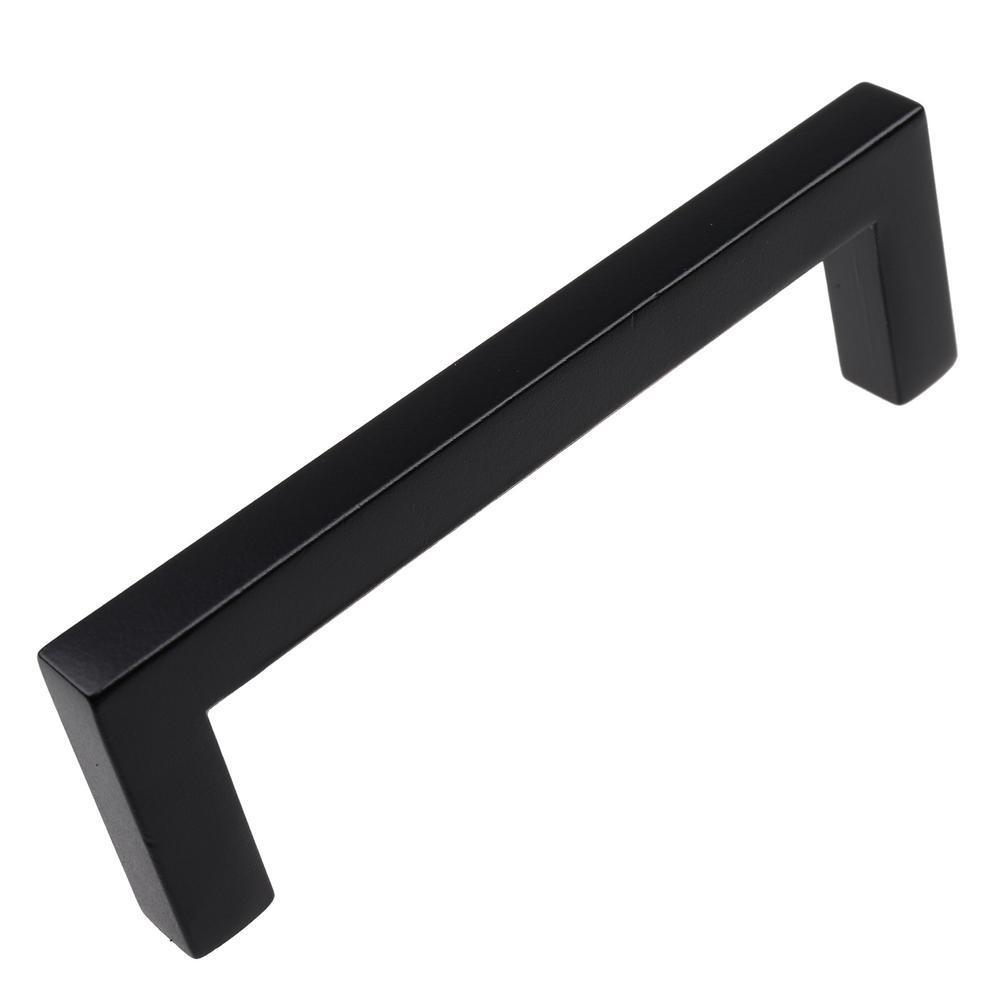 3-3/4 in. Matte Black Solid Square Cabinet Bar Drawer Pulls (10-Pack)