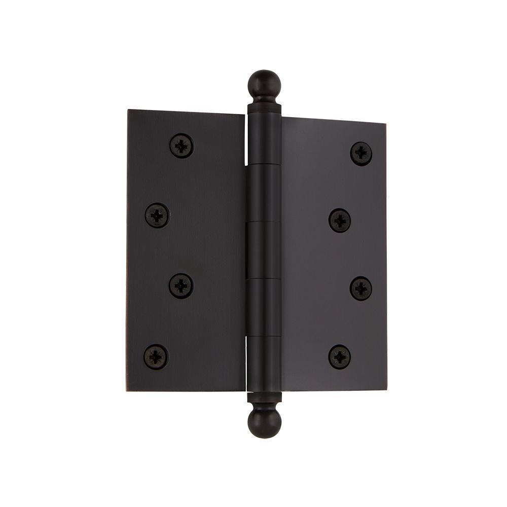 4 in. Ball Tip Residential Hinge with Square Corners in Oil-Rubbed Bronze
