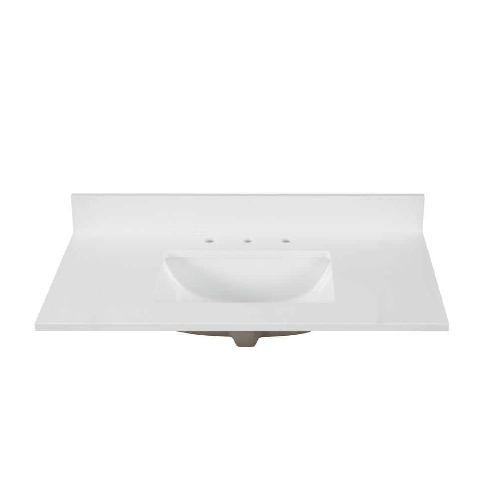 31 in. W x 22 in. D x 0.75 in. H Quartz Vanity Top in Snow White with White Basin