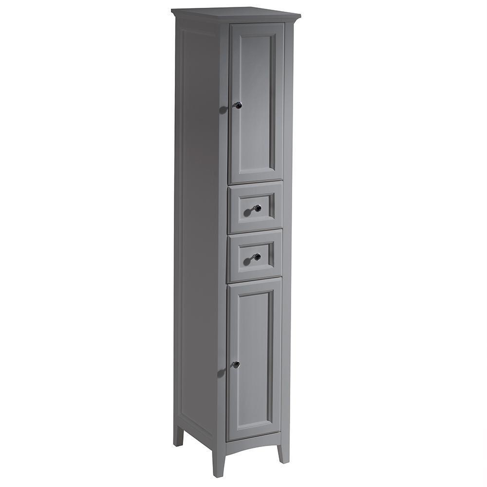 Oxford 14 in. W x 15.75 in. D x 68 in. H Bathroom Linen Storage Cabinet in Gray