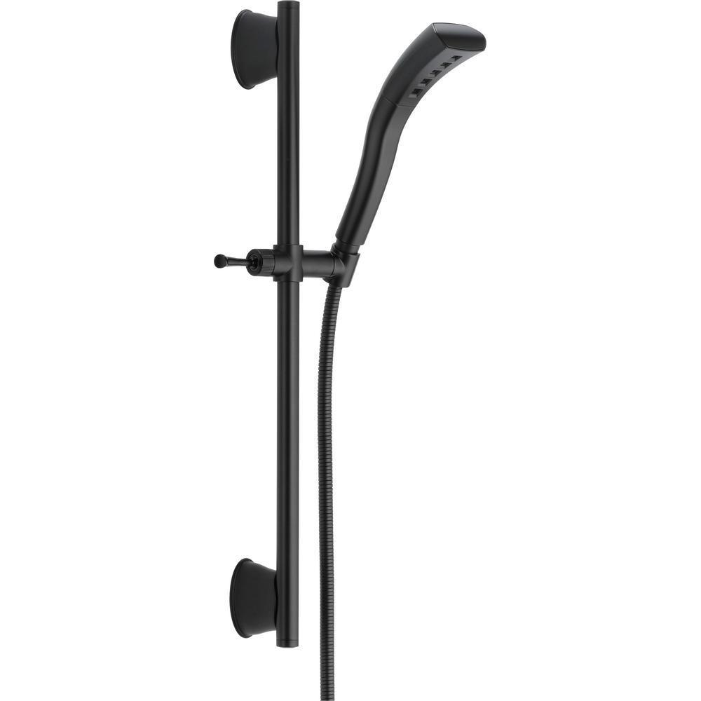 Stryke 1-Spray 2.3 in. Single Wall Bar Mount Handheld H2Okinetic Shower Head in Matte Black