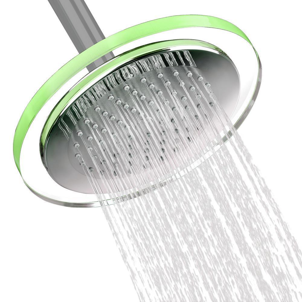 1-Spray 7.68 in. Single Wall Mount Fixed Rain Shower Head in Green