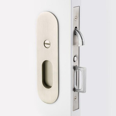 EMTEK 2165 Privacy Narrow Modern Oval Pocket Door Mortise Lock