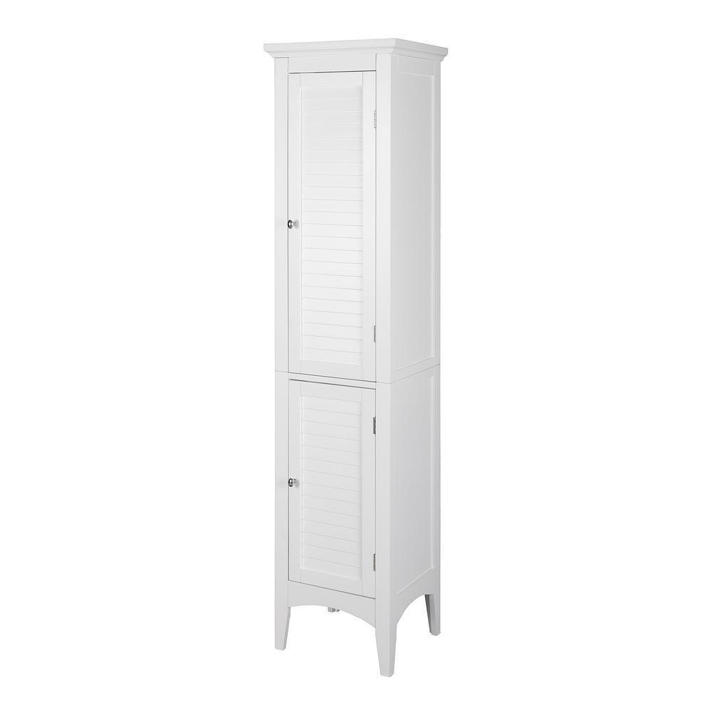 Simon 15 in. W x 63 in. H x 13-1/4 in. D Bathroom Linen Storage Floor Cabinet with 2-Shutter Doors in White