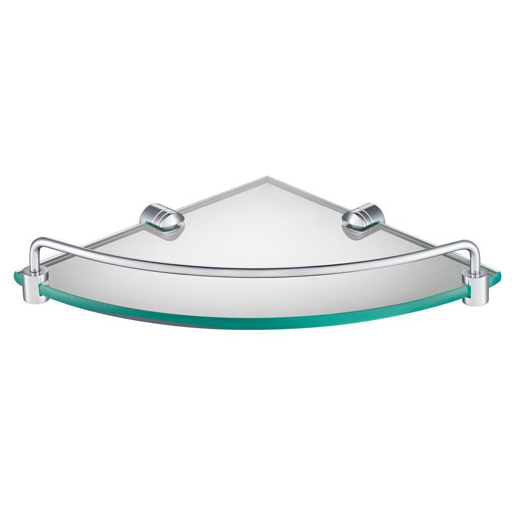 Elie 9 in. Corner Bathroom Shelf in Chrome