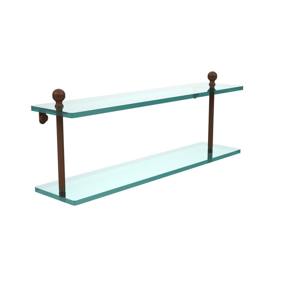 Mambo 22 in. L x 8 in. H x 5 in. W 2-Tier Clear Glass Bathroom Shelf in Antique Bronze