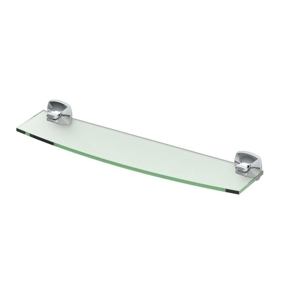 Jewel 21.5 in. L x 3.5 in. H x 5.5 in. W Glass Bathroom Shelf in Chrome