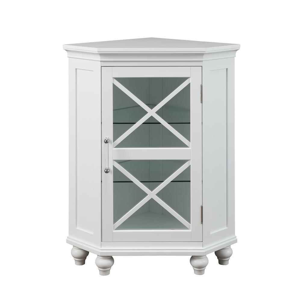 Blue Ridge 24-3/4 in. W x 17-1/2 in. D x 32 in. H Corner Floor Cabinet in White