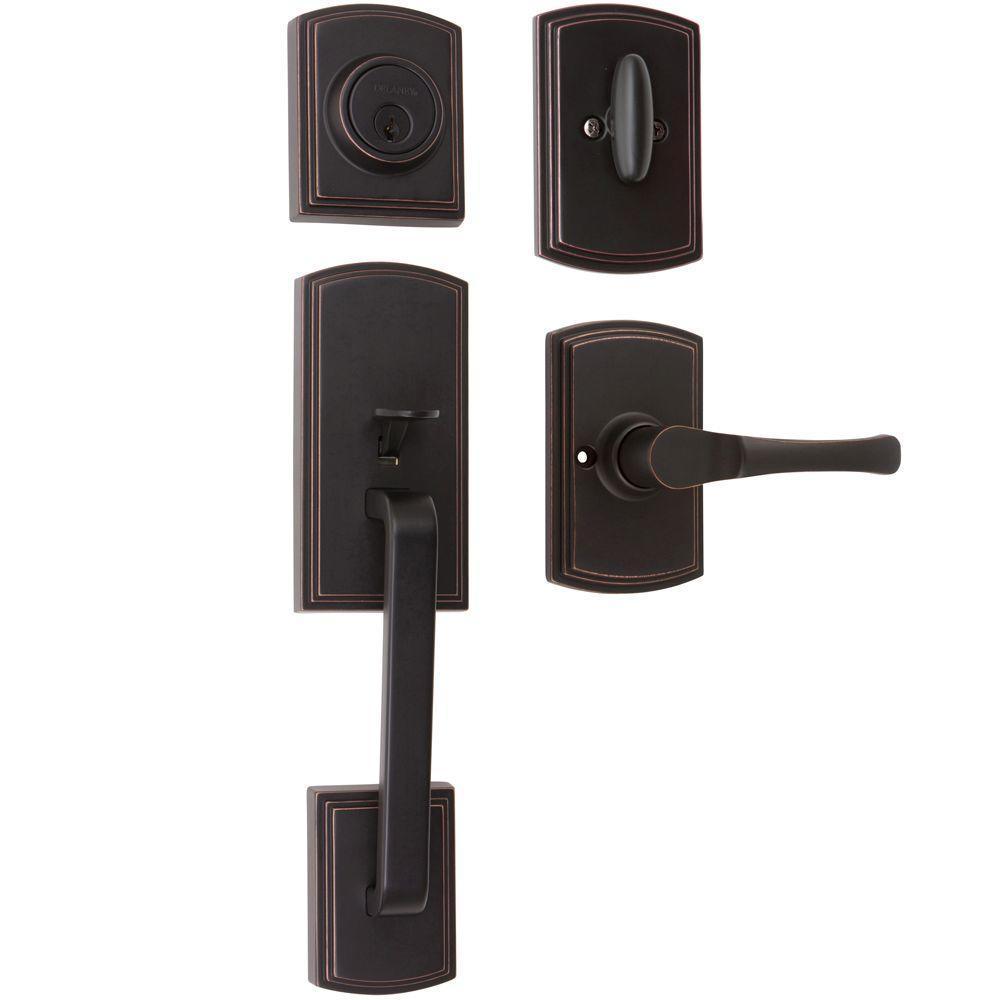 Italian Collection Visconti Dummy Edged Bronze Door Handleset with Artino Interior