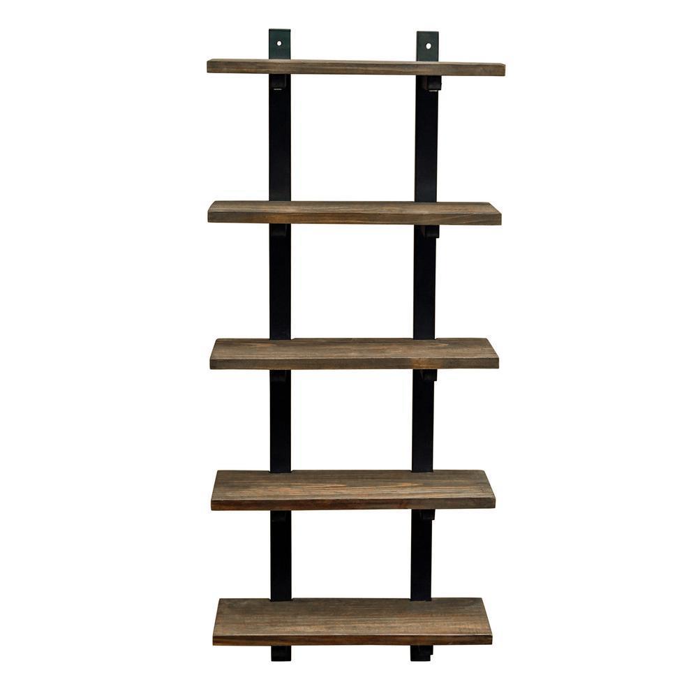 Pomona 20 in. W Wall Mounted 5-Tier Bath Shelf with Metal Frame and Solid Wood