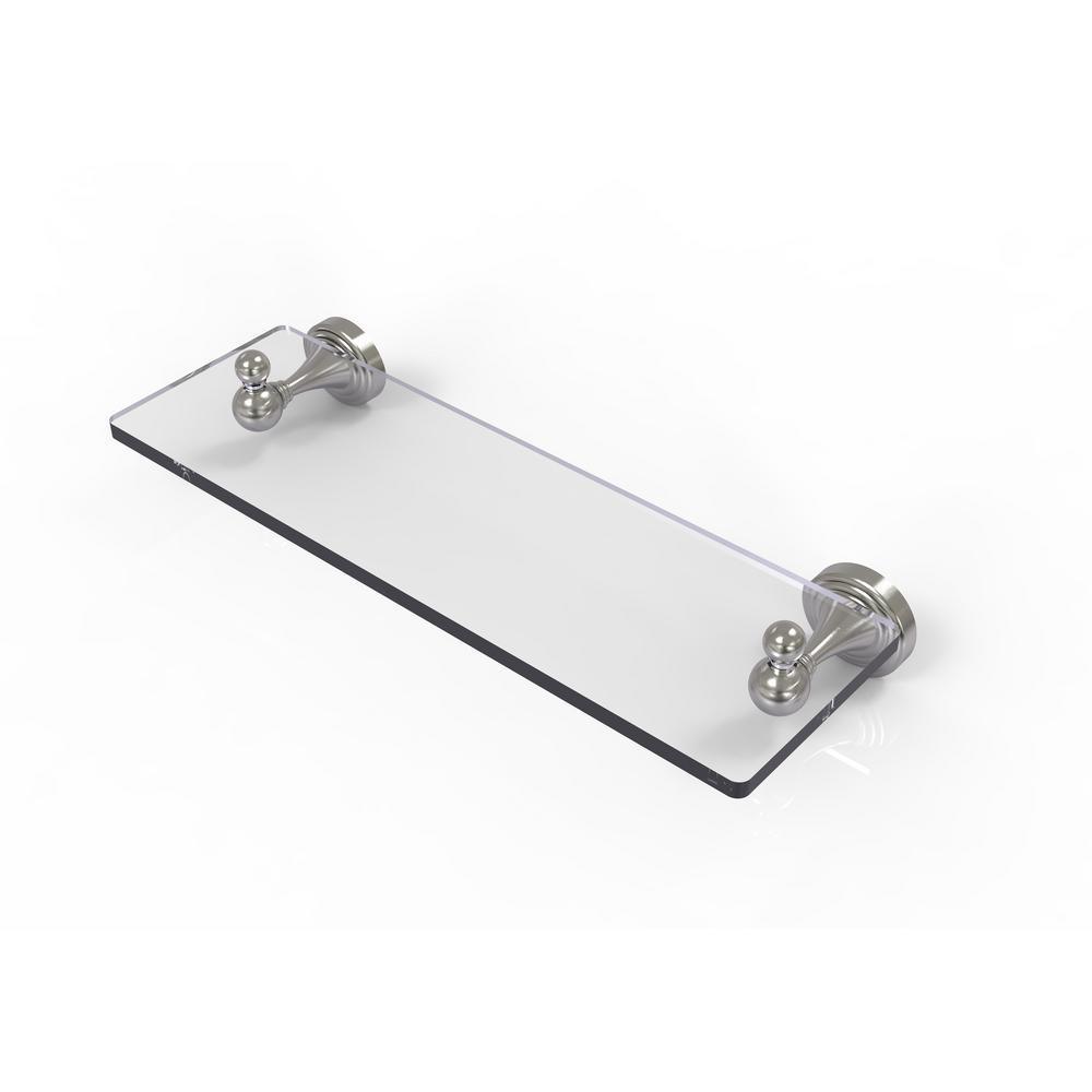 Sag Harbor Collection 16 in. Glass Vanity Shelf with Beveled Edges in Satin Nickel