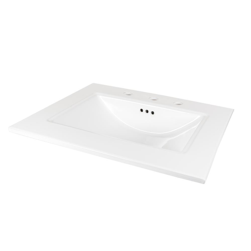 Aravo 24.5 in. W x 22 in. D Vitreous China Vanity Top in White with Integrated Basin