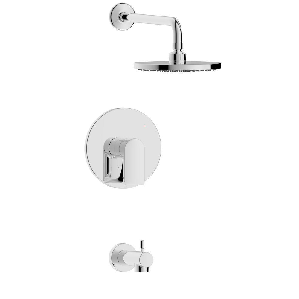 Pont Neuf Single Handle 1-Spray Round Tub and Shower Faucet in Chrome Valve Included