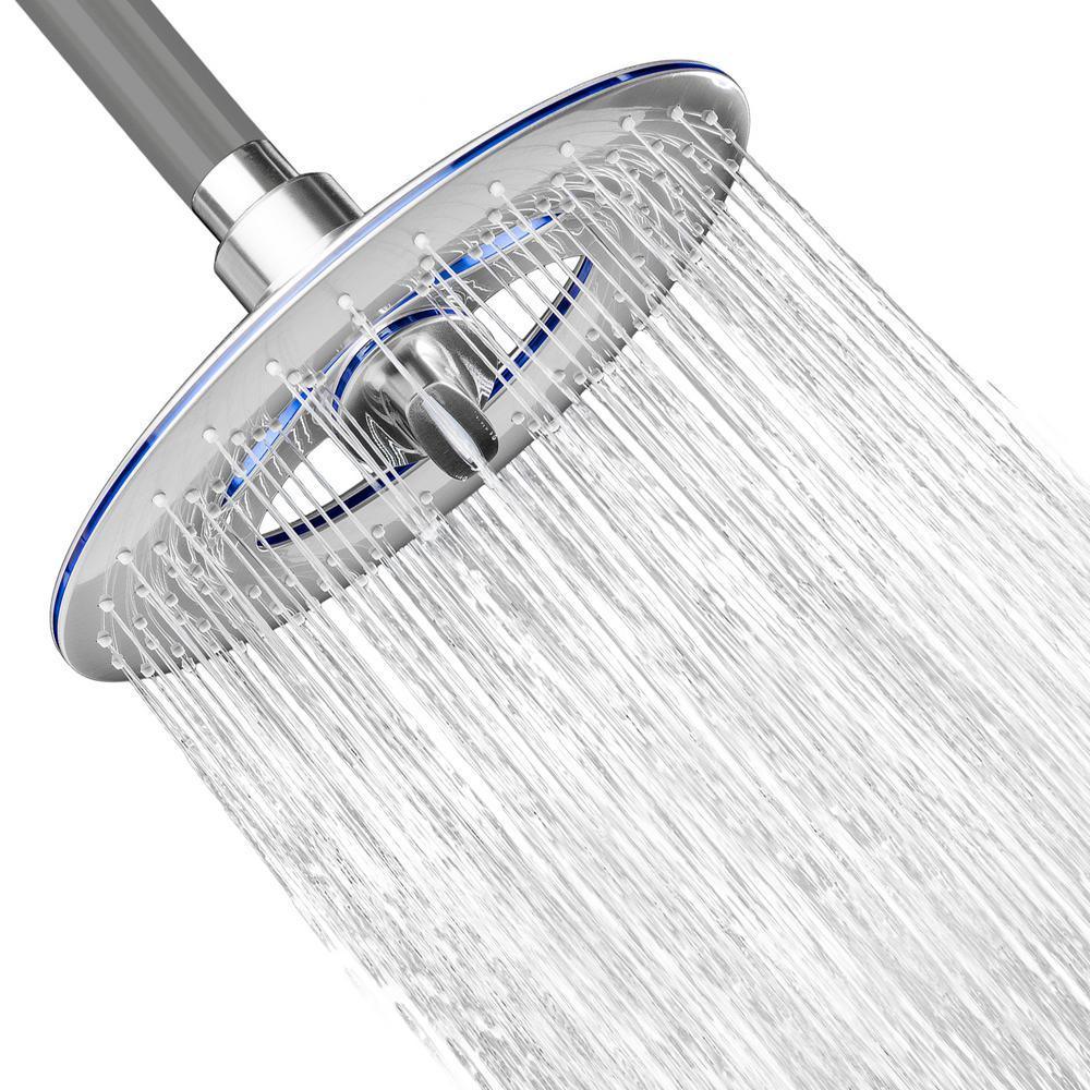 2-Spray 7.88 in. Single Wall Mount Waterfall Fixed Adjustable Shower Head in Chrome