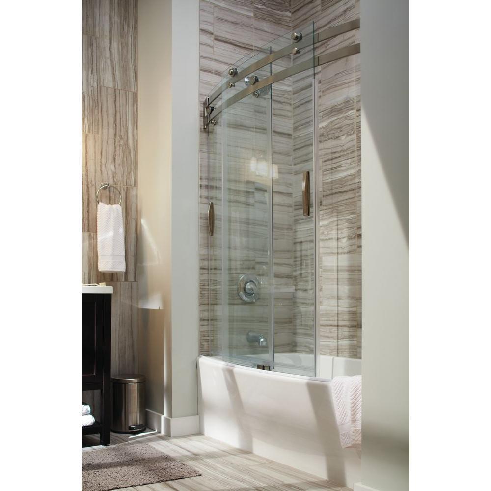 Classic 400 Curve 60 in. x 62 in. Frameless Sliding Tub Door in Stainless