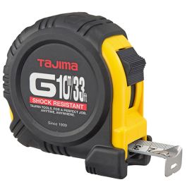 Tajima Tool G-Series Tape Measure, Steel Blade, 33 ft./10m x 1 in. G-33/10MBW