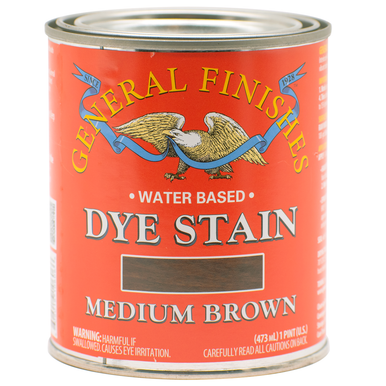 General Finishes Dye Stain, Medium Brown, Pint