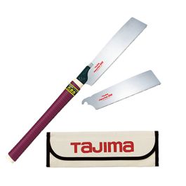 Tajima Tool Japan Pull-Stroke Saw Set with Wood/Elastomer Handle, 16 TPI & 19 TPI Blades, and Case JPR-SET