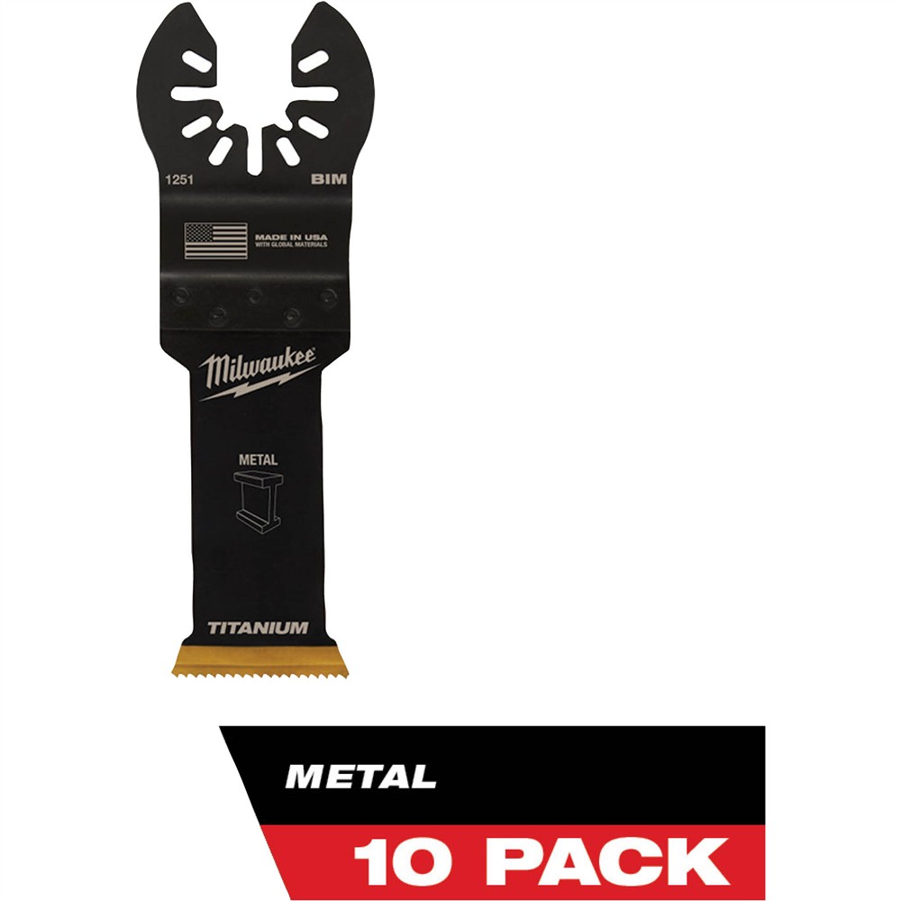 Milwaukee T33093 - 1-1/8" Titanium Enhanced Bi-Metal Oscillating Multi-Tool Blade, 10 Pk.