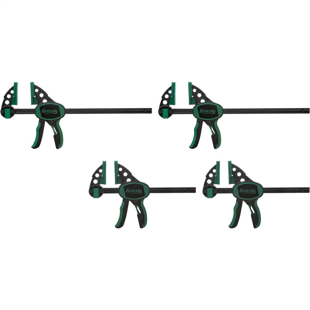 Grizzly T33391 - 6" and 12" One-Handed Bar Clamp Kit, 4 Pk.