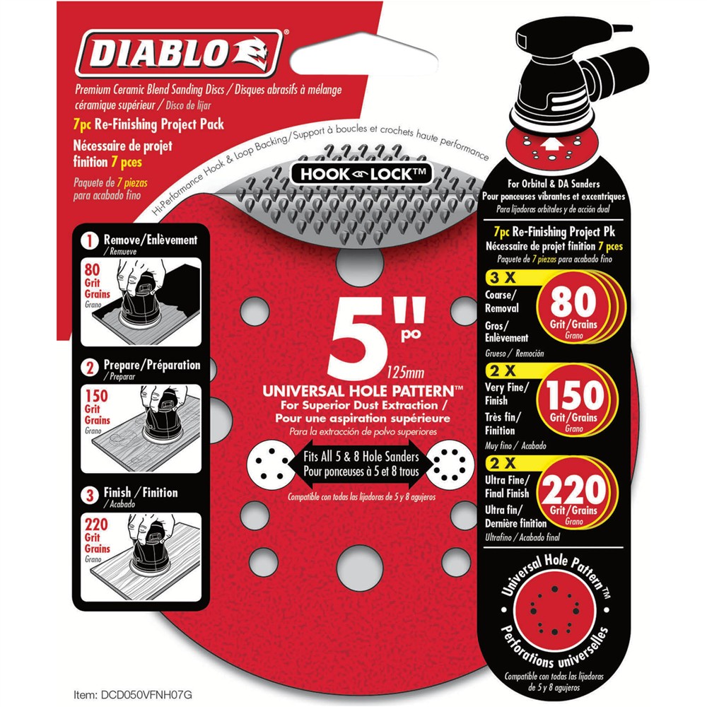 Diablo T33512 - 5" ROS Hook & Lock™ Disc Project Pack Refinish 7 Pk