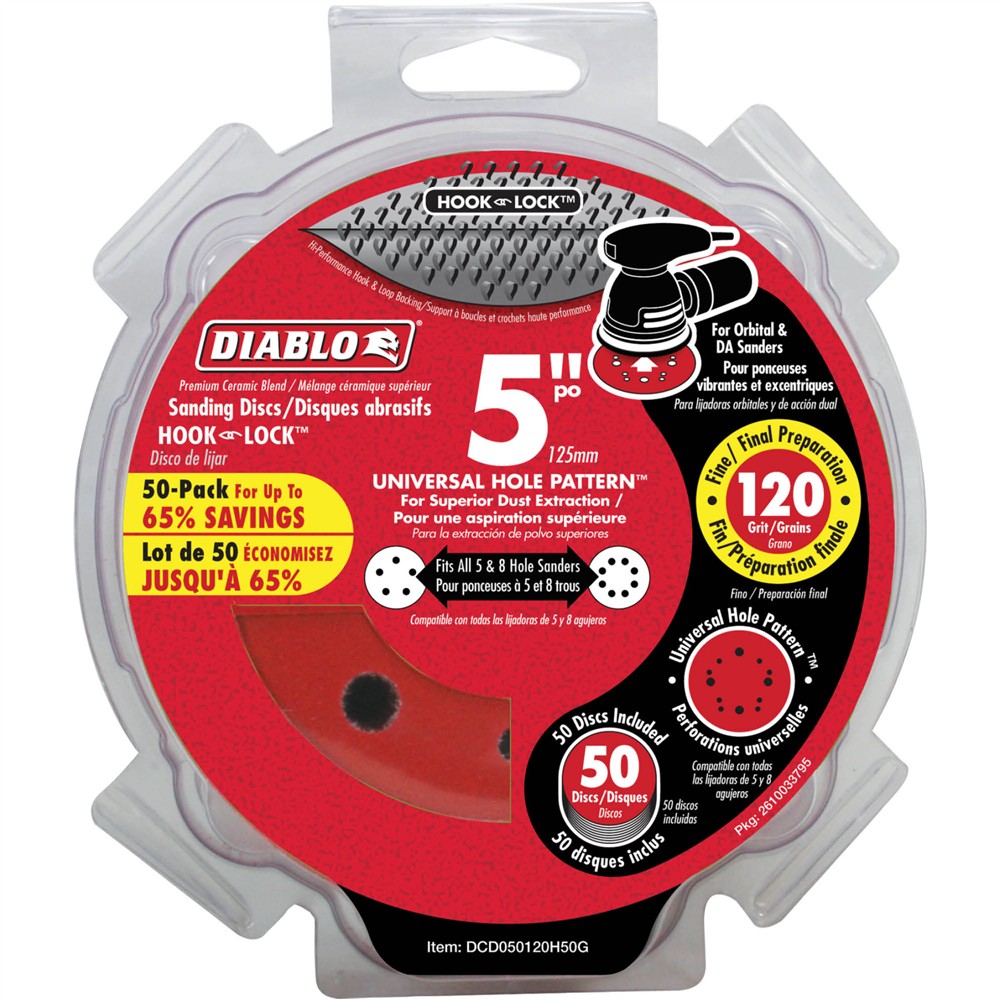 Diablo T33541 - 5" 120 Grit (Fine) ROS Hook & Lock Discs 50 Pk