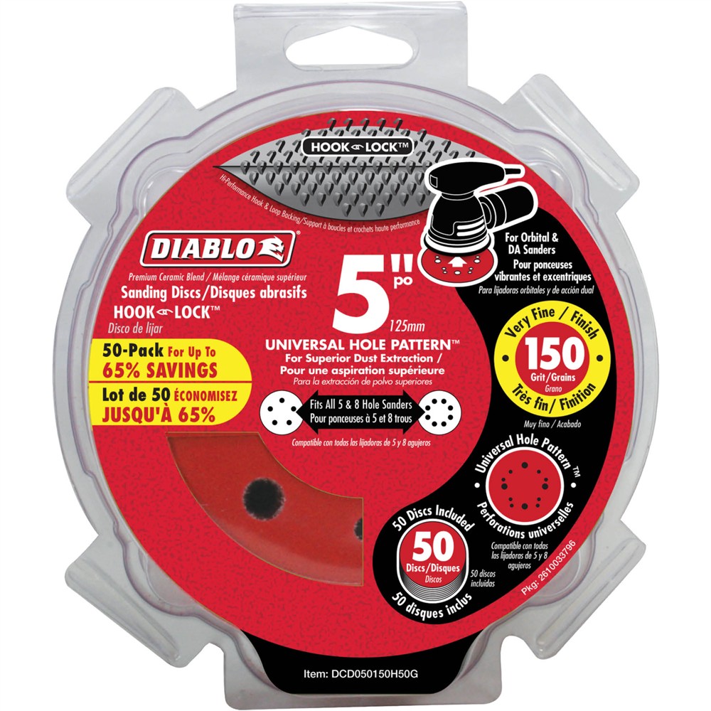 Diablo T33542 - 5" 150 Grit (Very Fine) ROS Hook & Lock Discs 50 Pk