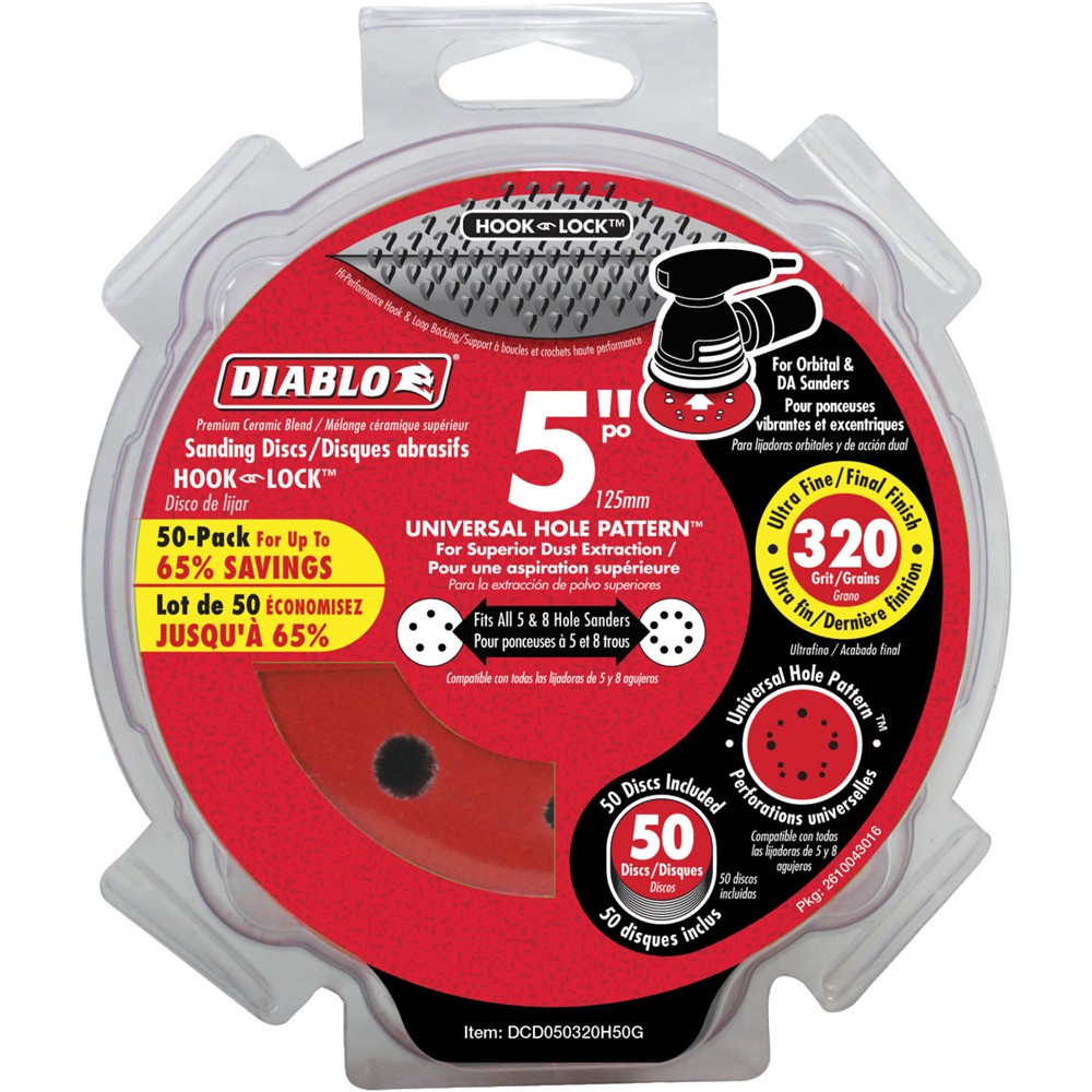Diablo T33545 - 5" 320 Grit (Super Fine) ROS Hook & Lock Discs 50 Pk