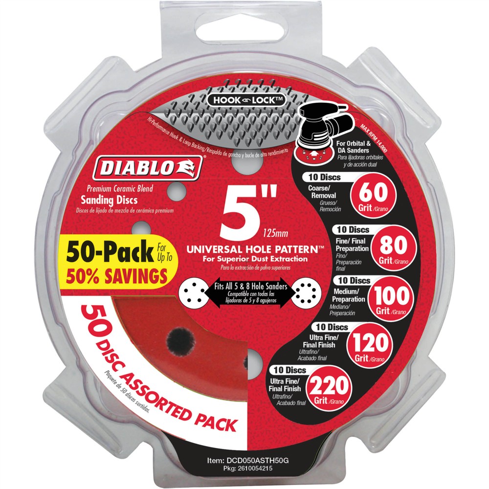 Diablo T33546 - 5" ROS Hook & Lock™ Disc Assorted Pack 50 Pk