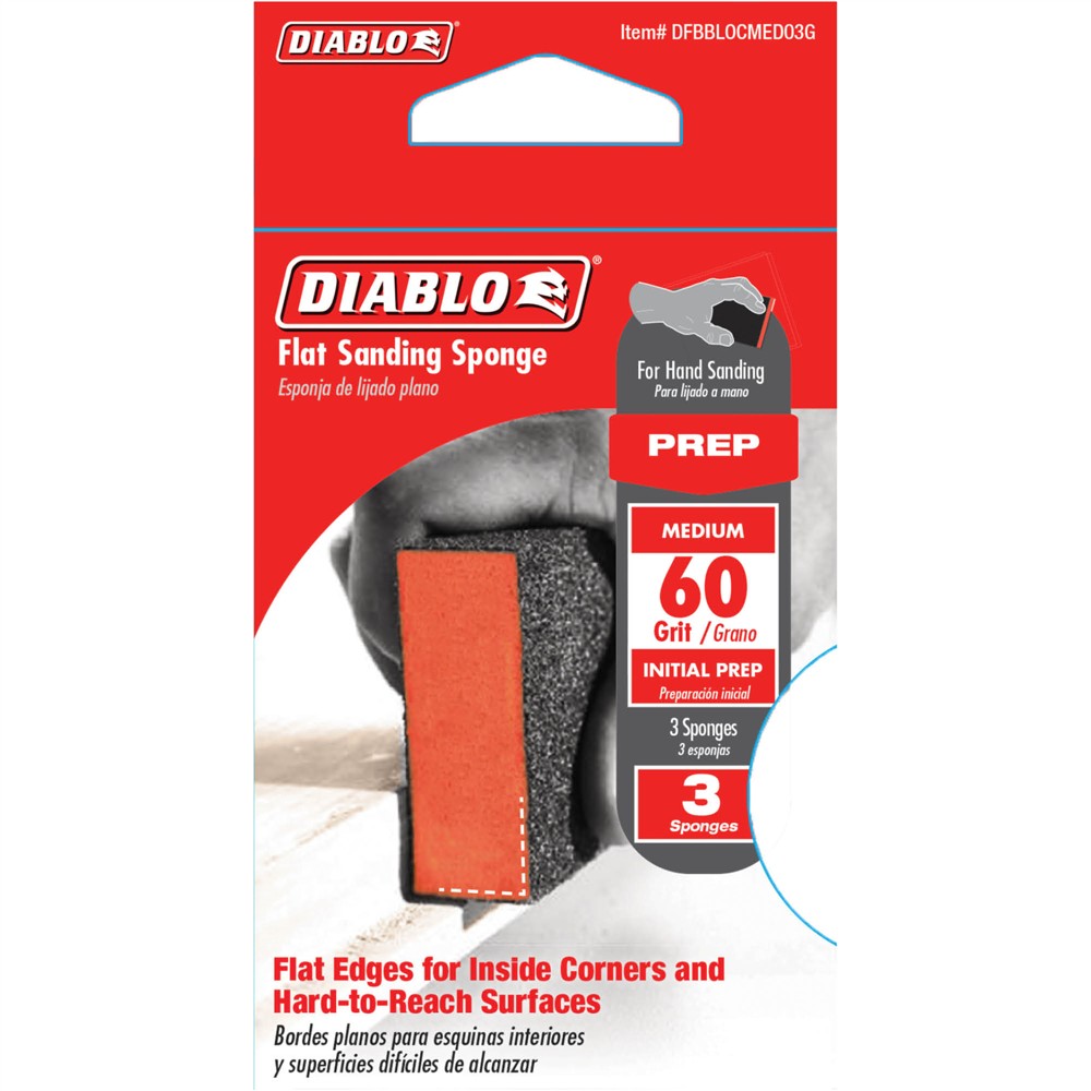 Diablo T33549 - Flat 60 Grit (Medium) Sanding Sponge 3 Pk