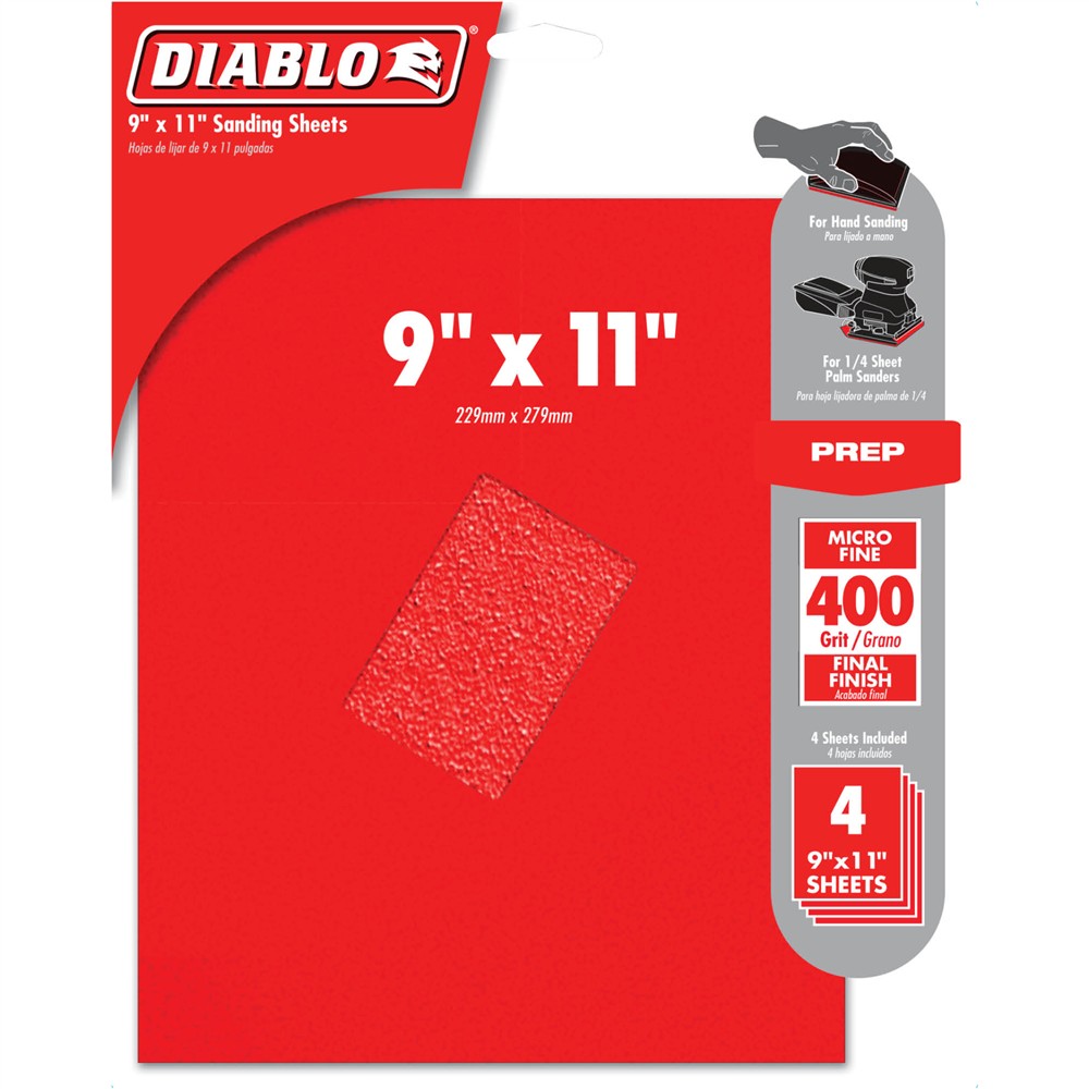 Diablo T33573 - 9" x 11" 400-Grit (Micro Fine) Sanding Sheet 4 Pk