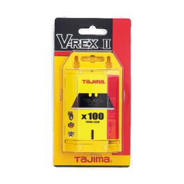 Tajima Tool V-REX II Premium Tempered Steel Utility Knife Blades, 100-Blade Safety Dispenser VRB2-100B